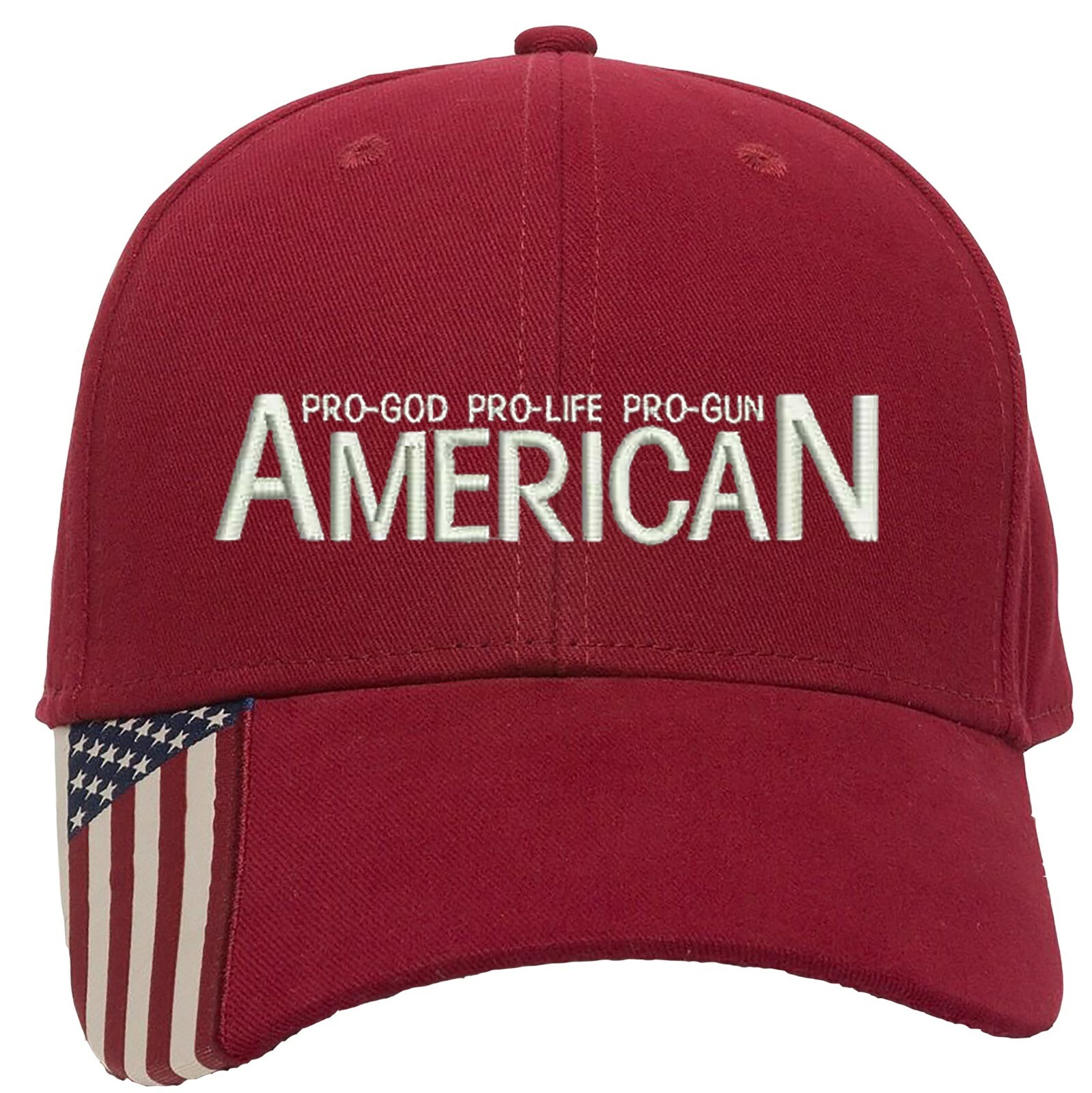 ProGod ProLife ProGun 1Col Embroidered Structured Adjustable US Flag on bill Hat