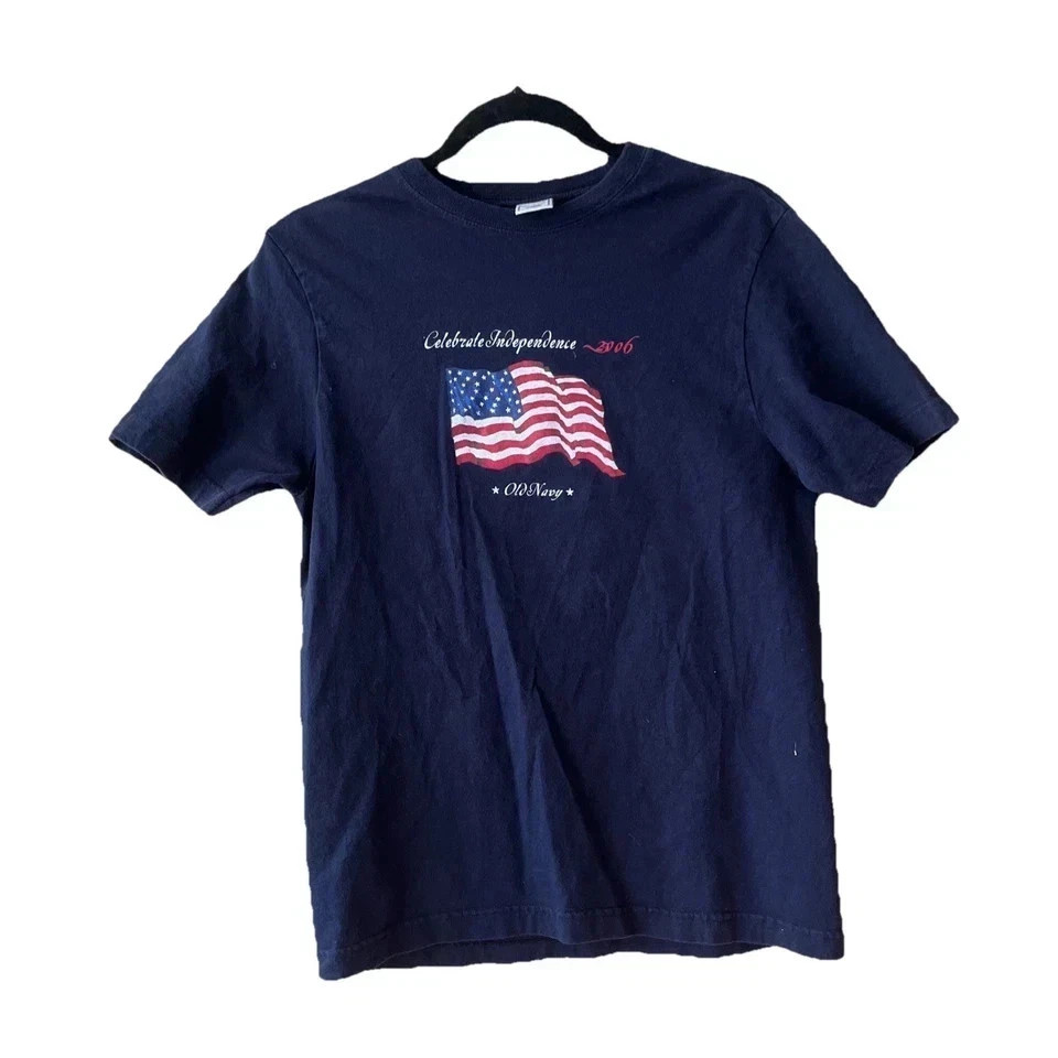 Old Navy Shirt 2000 American Flag y2k vintage 2007 4th July S-5XL Reprint