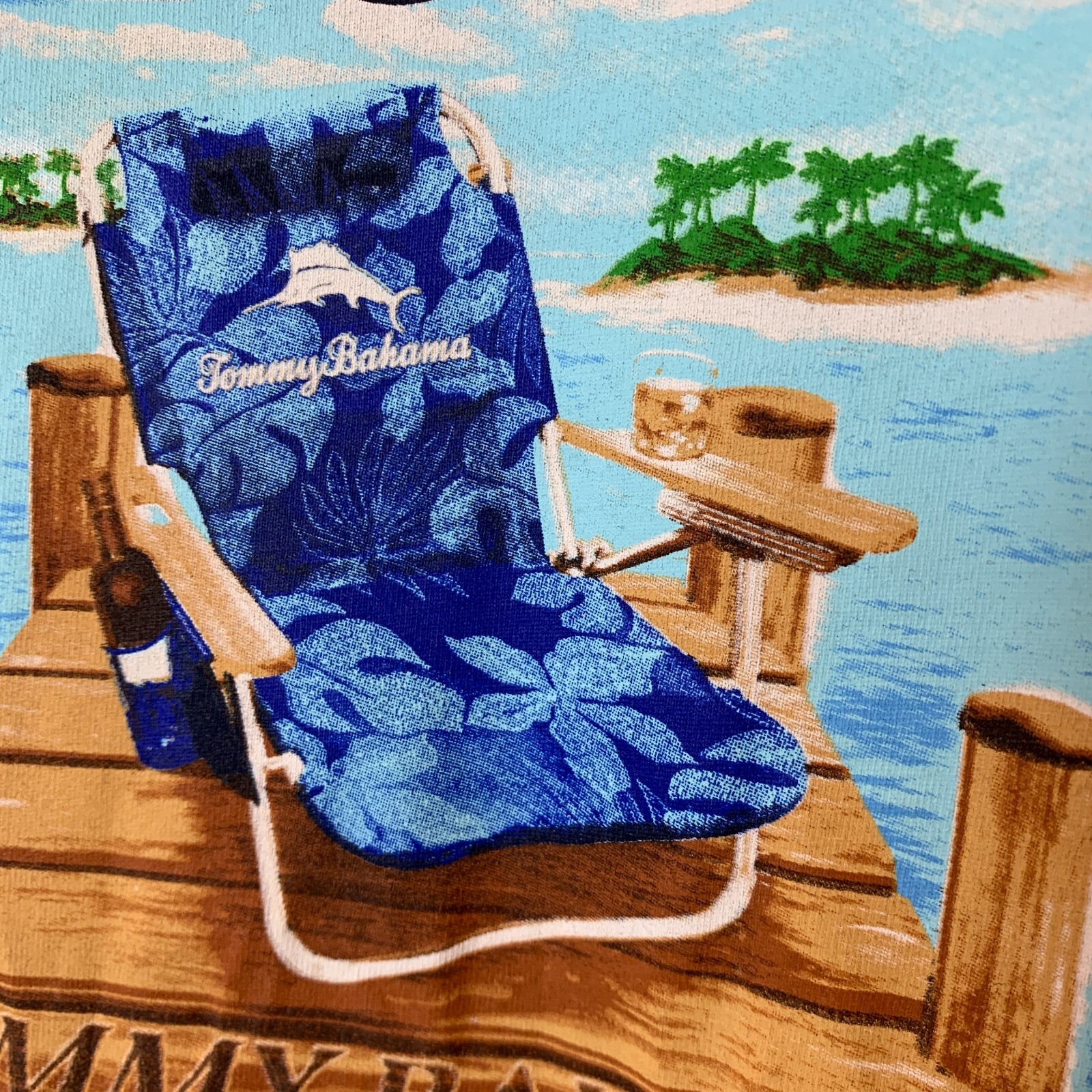 Tommy Bahama Shirt Mens 2XL 3XL White Short Sleeve Beach Dock Graphic T-Shirt