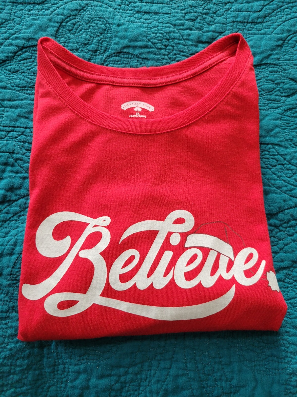 Holiday Time Christmas Believe Mens T Shirt 3X (56×28)