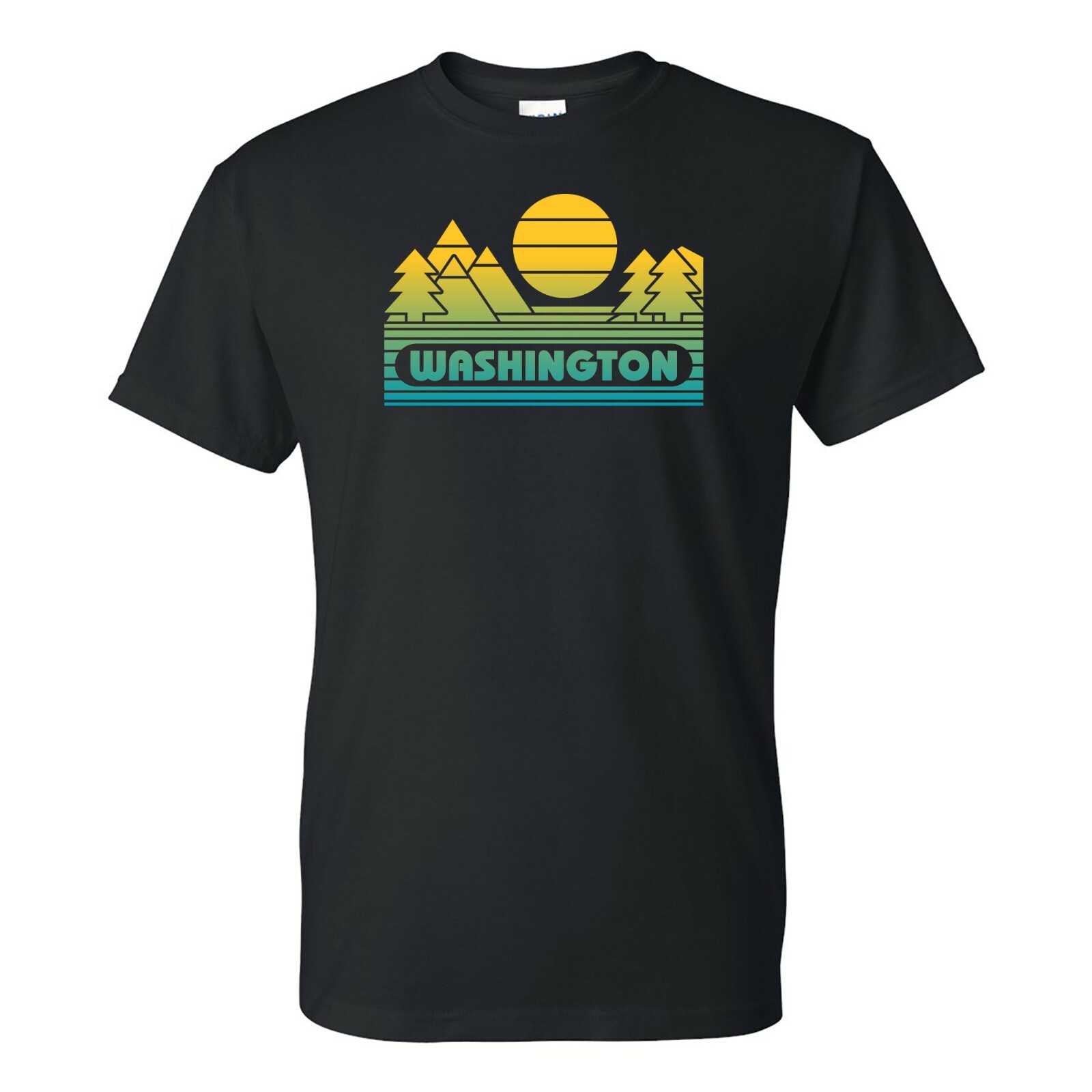 Washington Groovy Sunset – Landscape Vacation Home State T Shirt – Black
