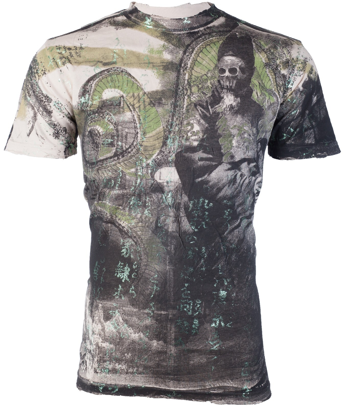 Rare $62 AFFLICTION Sand SERPEANT EMPEROR Short Sleeve Slim Fit Y2K T-shirt NWT