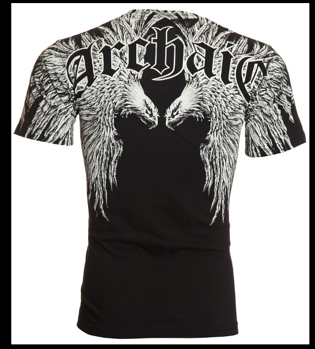 ARCHAIC by AFFLICTION Black White FIRST UP Short Sleeve Slim Fit Y2K T-shirt NWT