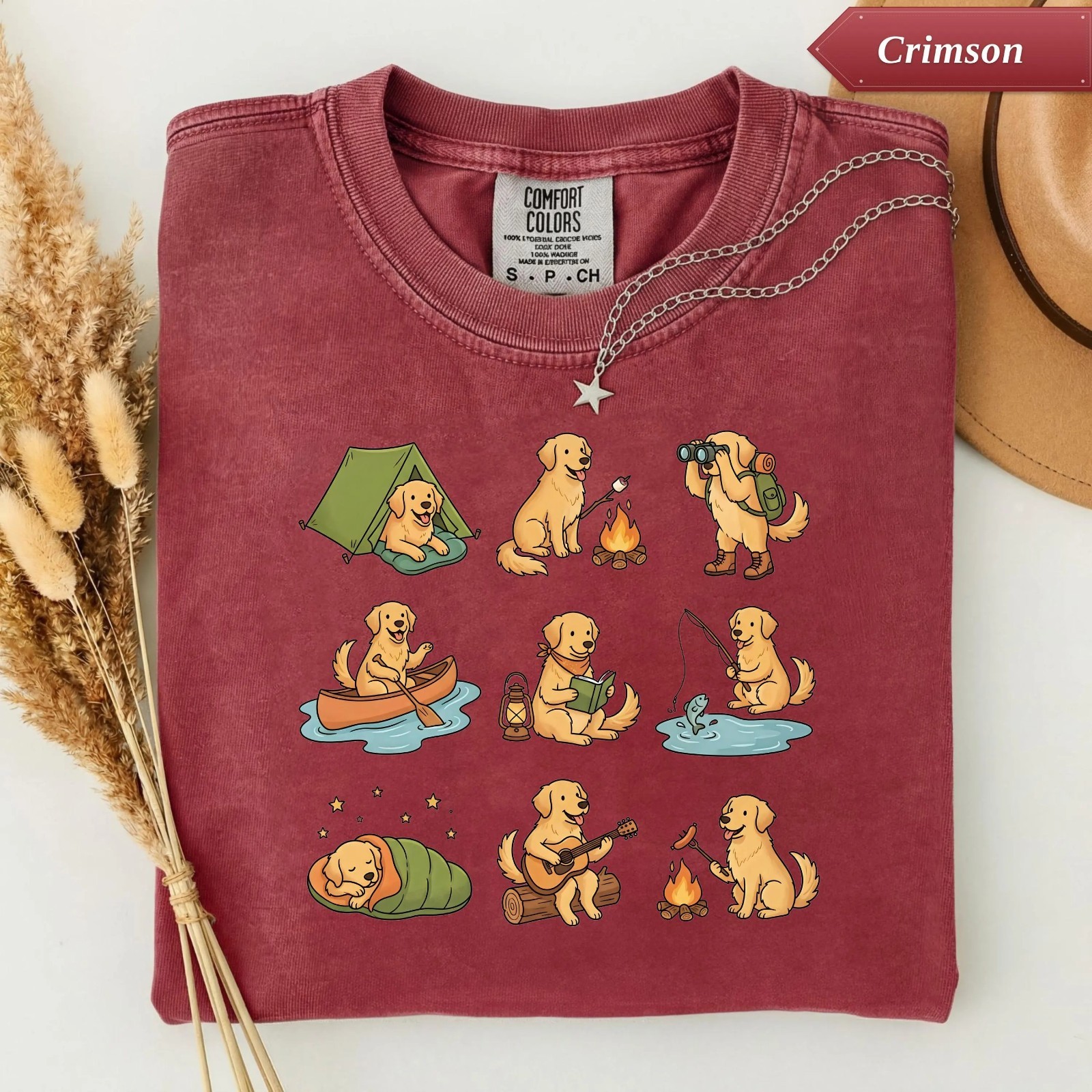 Golden Retriever Camping Shirt, Nature Lover Gift, Dog Mom Gift T-Shirt