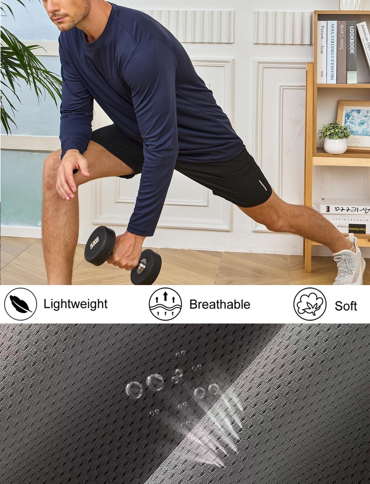 5 Pack Mens Long Sleeve Shirts Quick Dry Moisture Wicking Athletic Running Gy…
