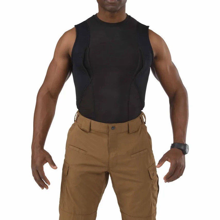 5.11 Tactical Black Sleeveless Holster Shirt Concealed Carry Black Tank 2XL