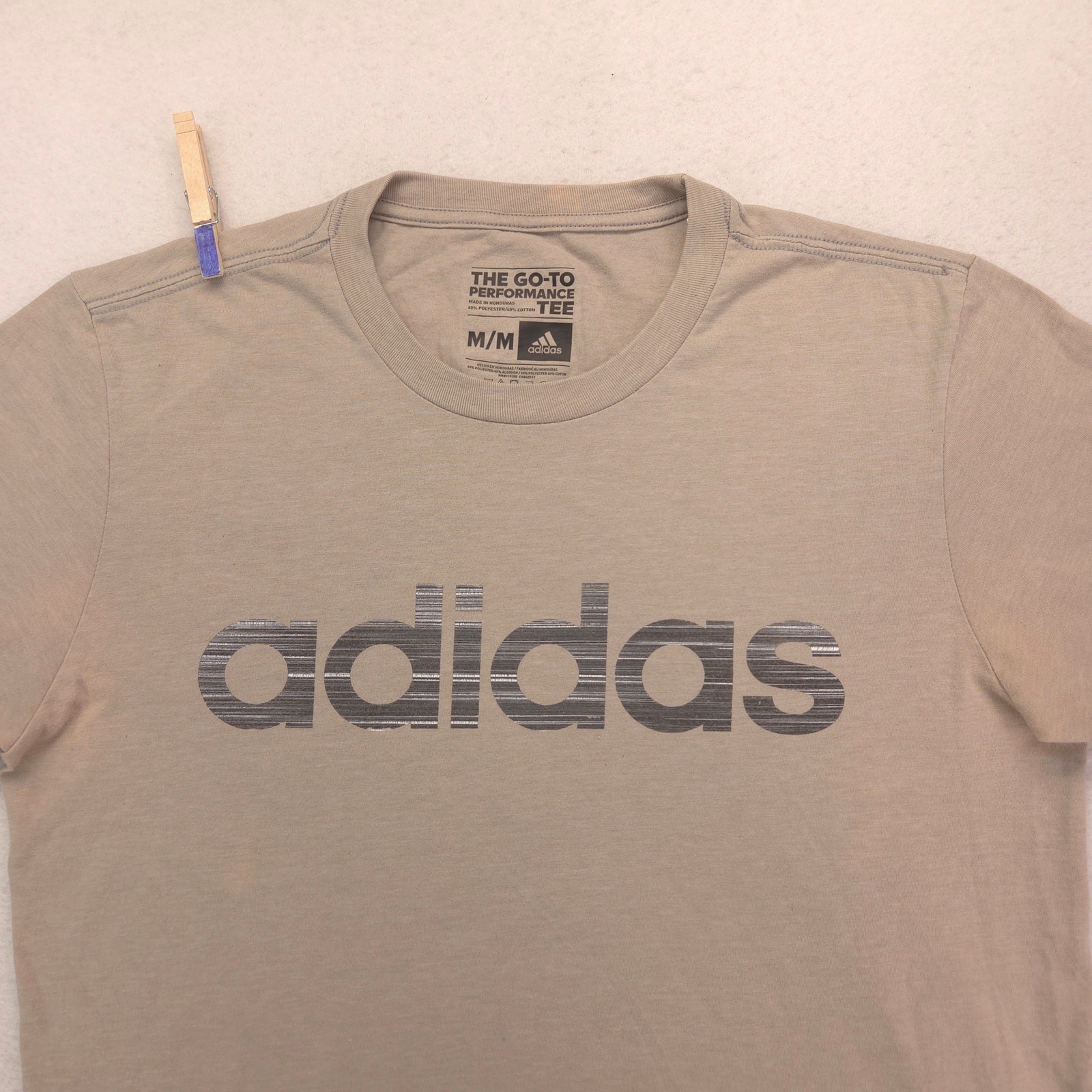 Adidas Casual Crew Neck Short Sleeve Graphic T Shirt Mens Size Medium M Tan