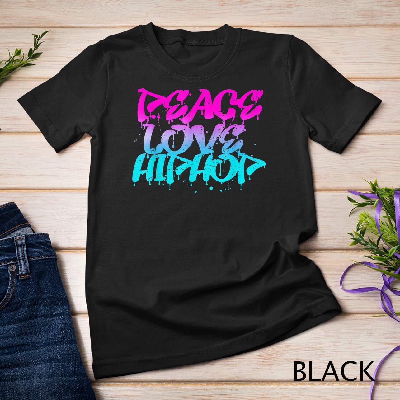 Peace Love Hip Hop Graffiti Retro Rap Music T-Shirt Unisex T-shirt