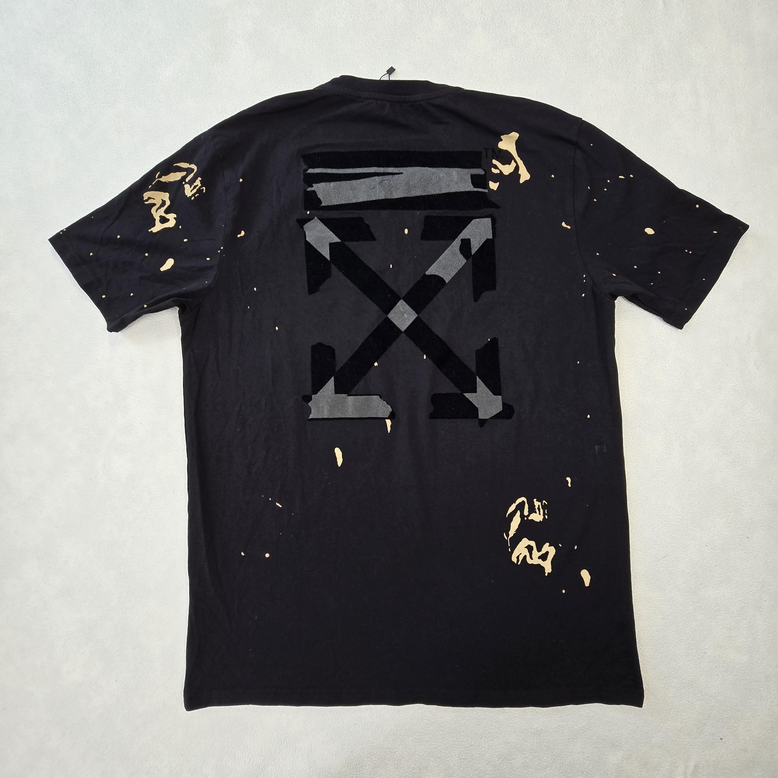 Off-White Shirt Mens 2XL Black Paint Splatter Arrow Back Graphic Tee Streetwear
