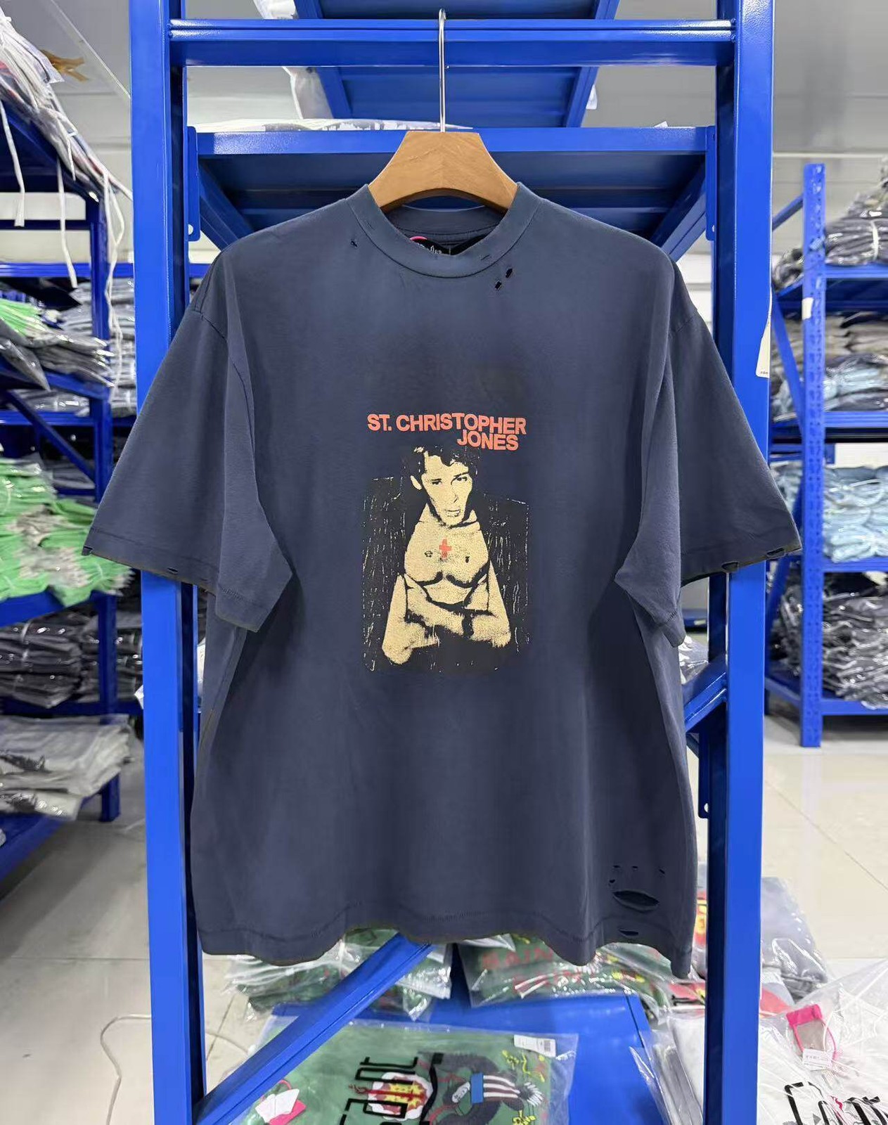 Vintage Washed Character Print Paly Cotton Short Sleeve T-Shirt Casual Tee Top