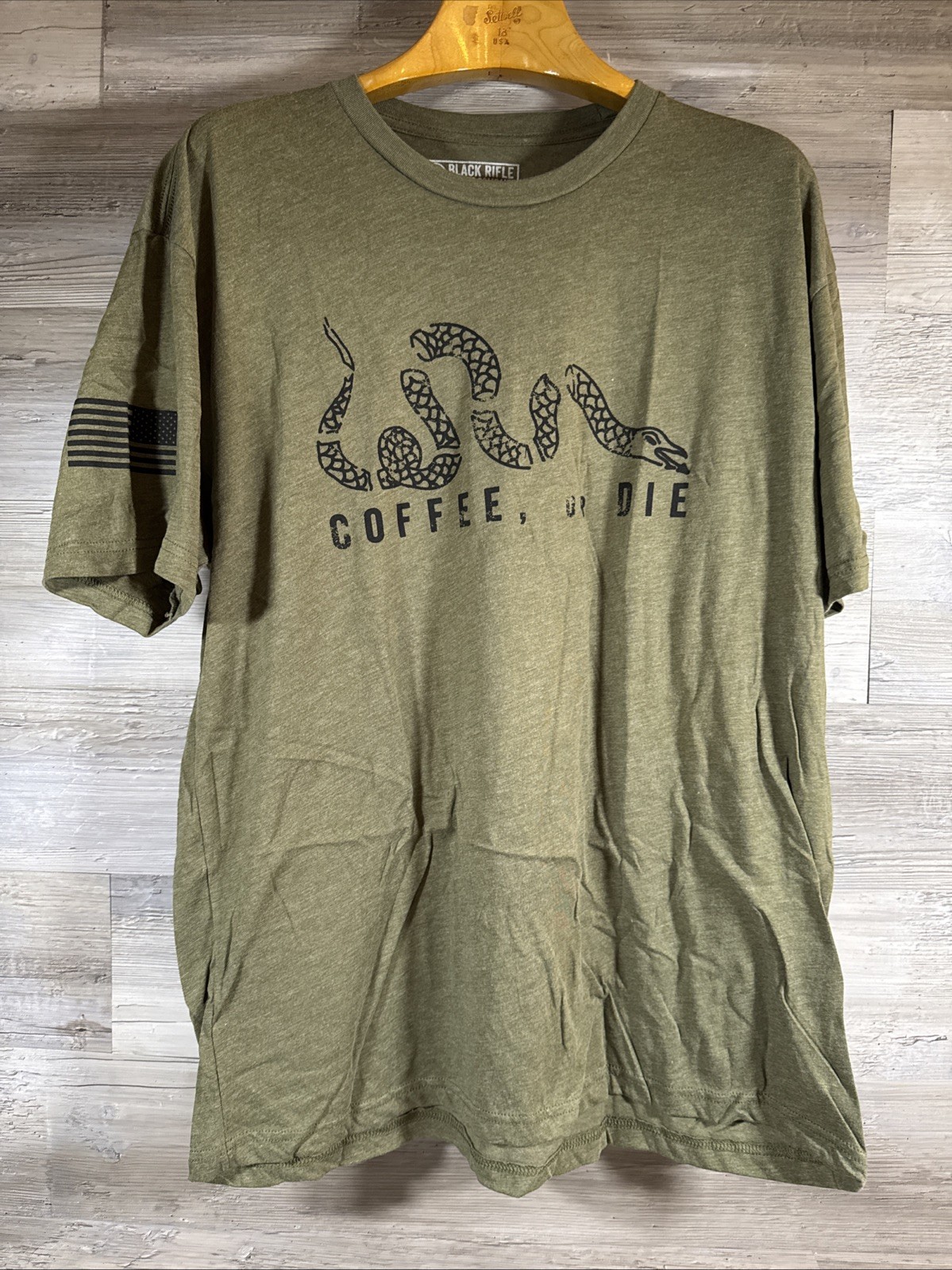 Black Rifle Coffee Or Die T Shirt Military Green Mens Size XXL New America