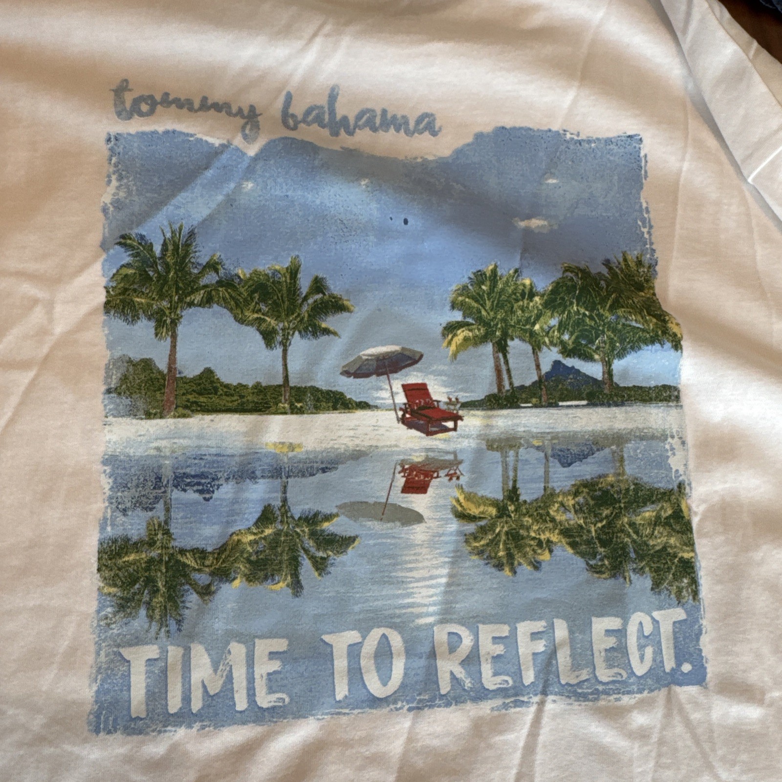 Tommy Bahama SZ L Mens SS Tshirt White Time To Reflect Cotton NWT