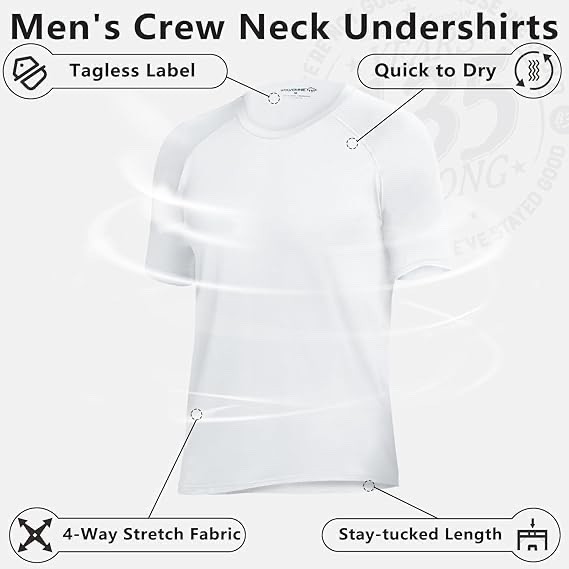 Wolverine Mens Undershirts Tagless Lightweight Soft T-Shirts – Medium-2 Pack