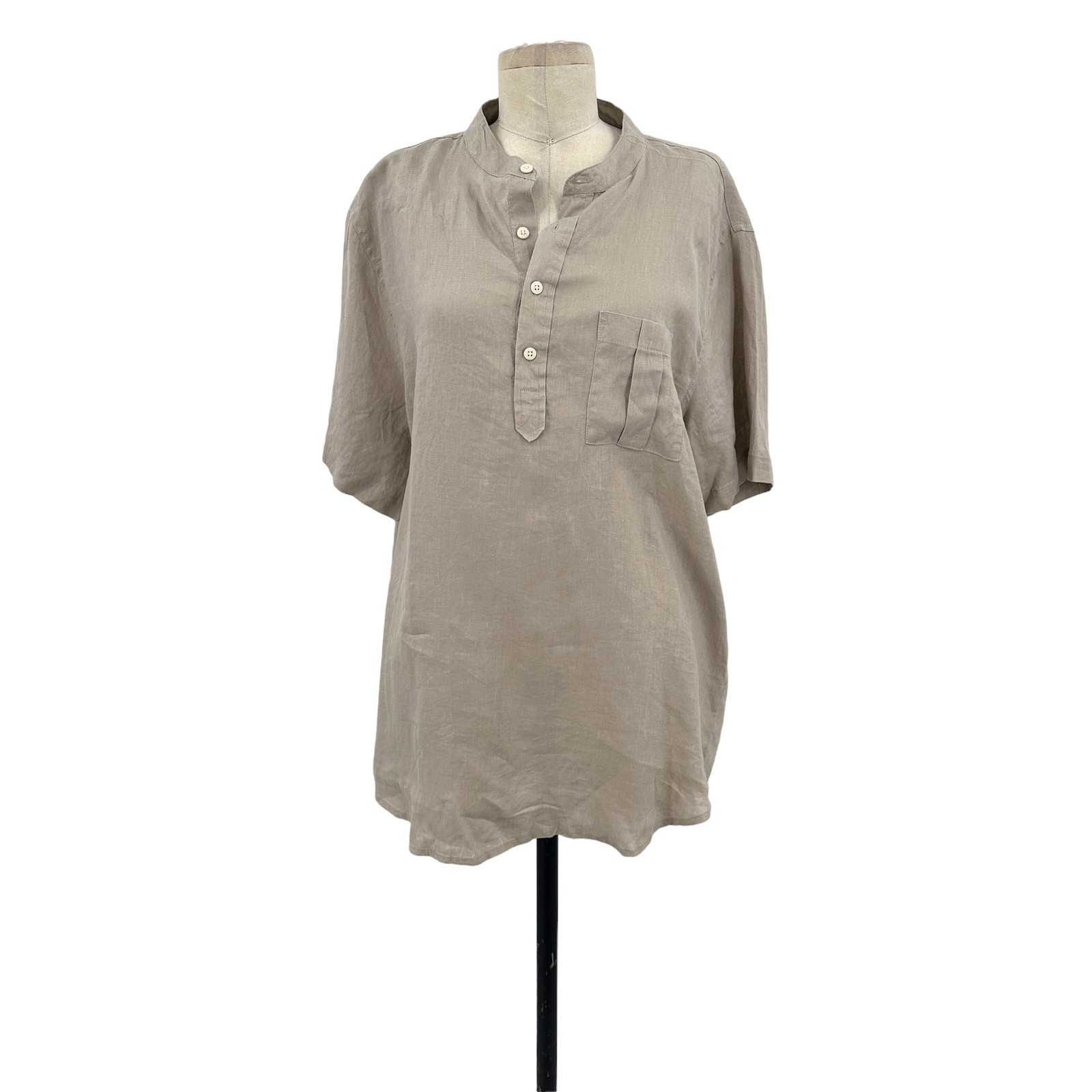 NWT Onia Home Linen Henley T-Shirt Dune Tan Beige Men’s Size XL