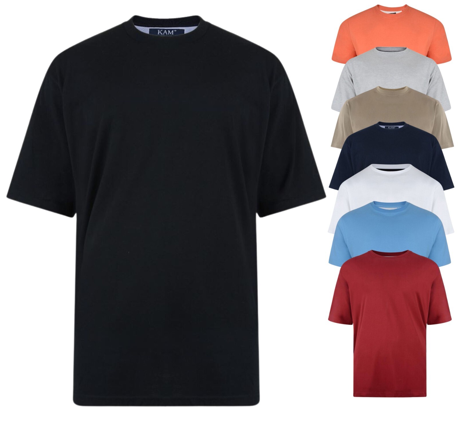 Kam Big & Tall Kam T-shirts Short Sleeve Crew Neck Smart Tee Casual Top 2XL-8XL