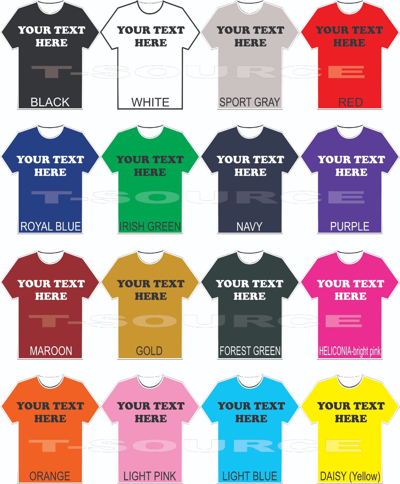Custom Printed T-Shirts MIX & MATCH Shirt Color/FONTS Small-4X