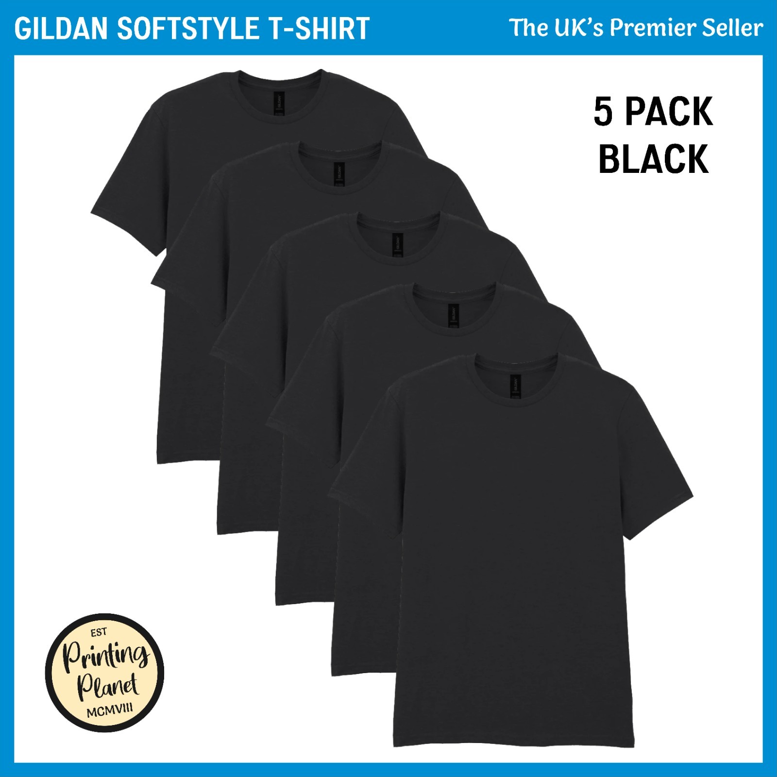 5 PACK, Gildan Men’s Softstyle Ringspun Crew Neck Tee T-Shirts – CHEAPEST – GD01