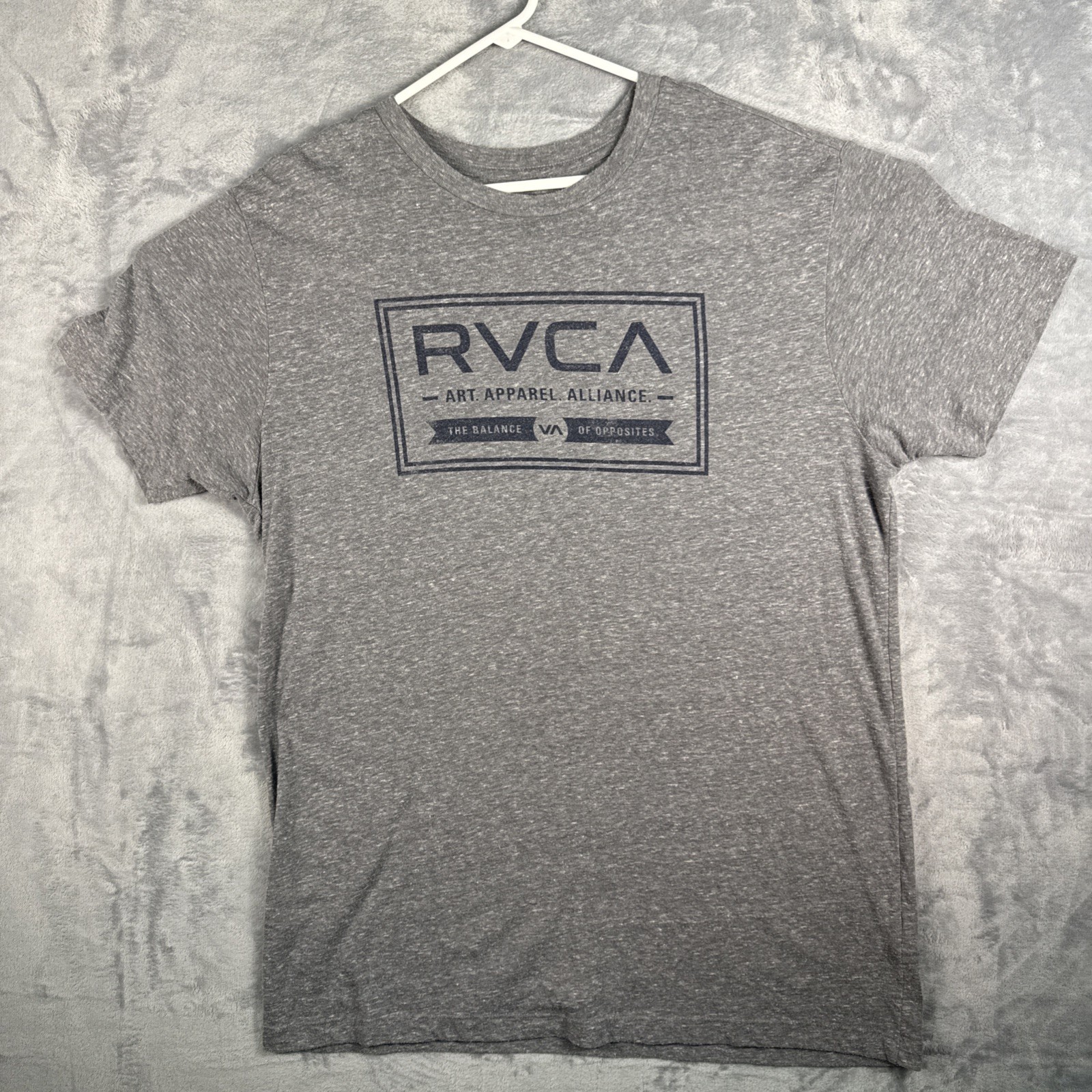 RVCA Men’s Gray Graphic Logo Crew Neck Short Sleeve T-Shirt Size XL Art VA