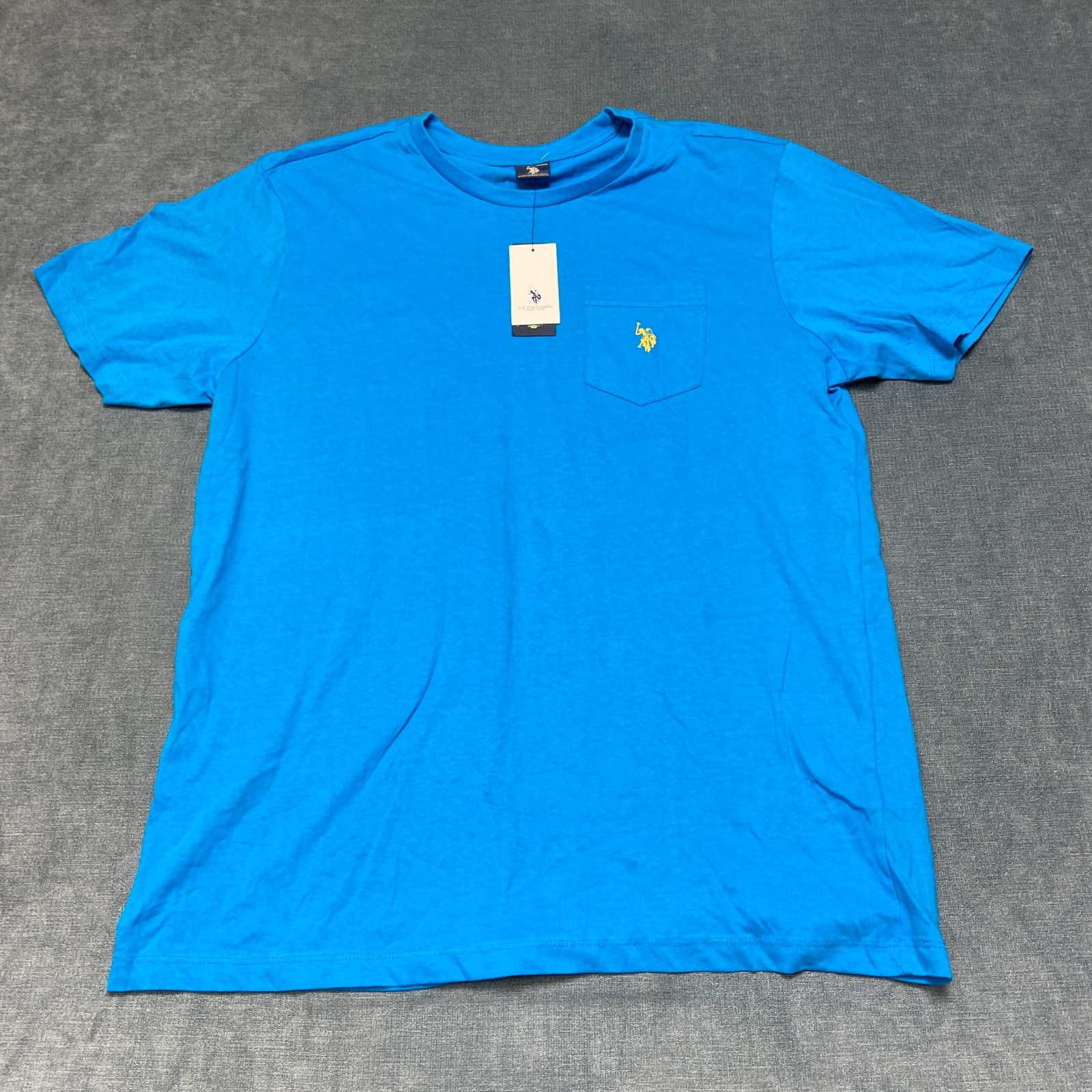 U.S. Polo Assn. Pocket T-Shirt Mens Large Teal Blue Logo Crew Neck Classic Fit