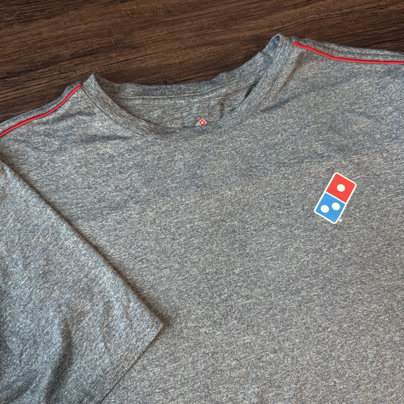 Dominos Gear Shirt Mens Large Gray Performance Pizza Work Uniform Tee Logo