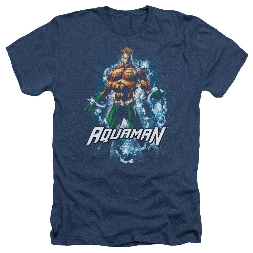 AQUAMAN WATER POWERS Licensed Adult Men’s Heather Tee Shirt SM-3XL