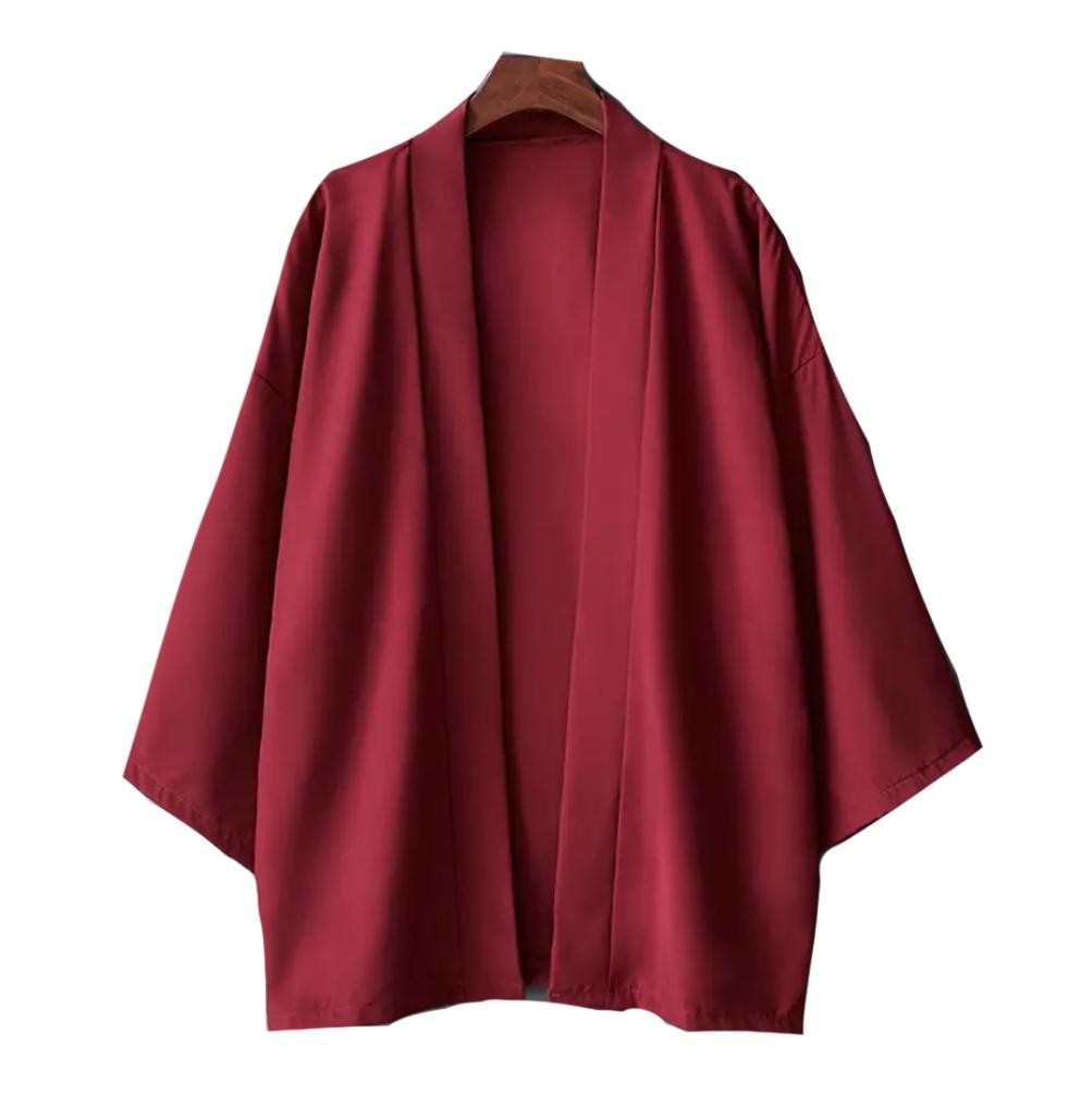 Men’s Lightweight Kimono Shirt Seven Sleeve Open Front Cardigan Japanese