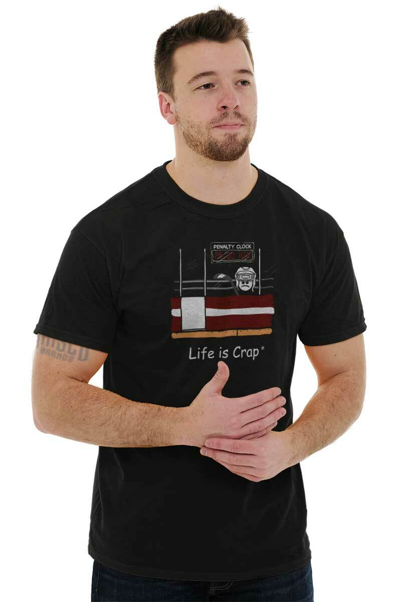 Life is Crap Hockey Penalty Box Sports Gift Mens Short Sleeve Crewneck Tee