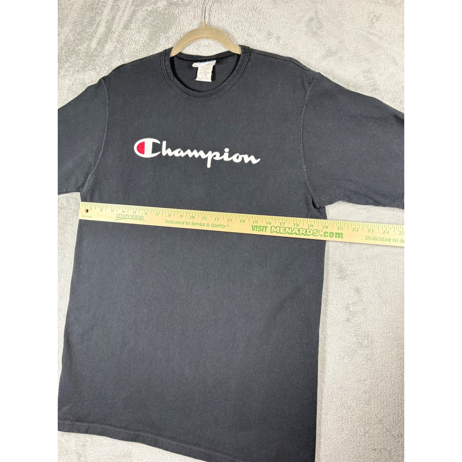 Champion Mens T-Shirt Large Black Script Logo Short Sleeve GT19 BKC Sportswear