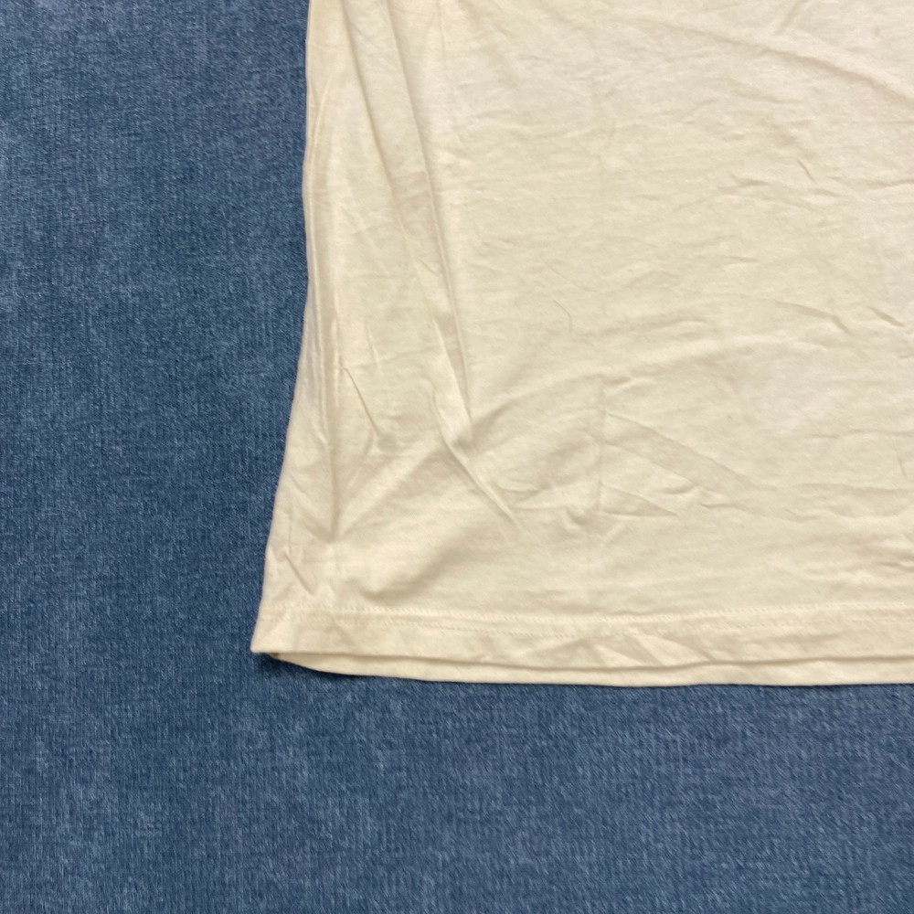 Columbia Sportswear Company T Shirt Mens Small Ivory Cotton Wordmark Logo Tee