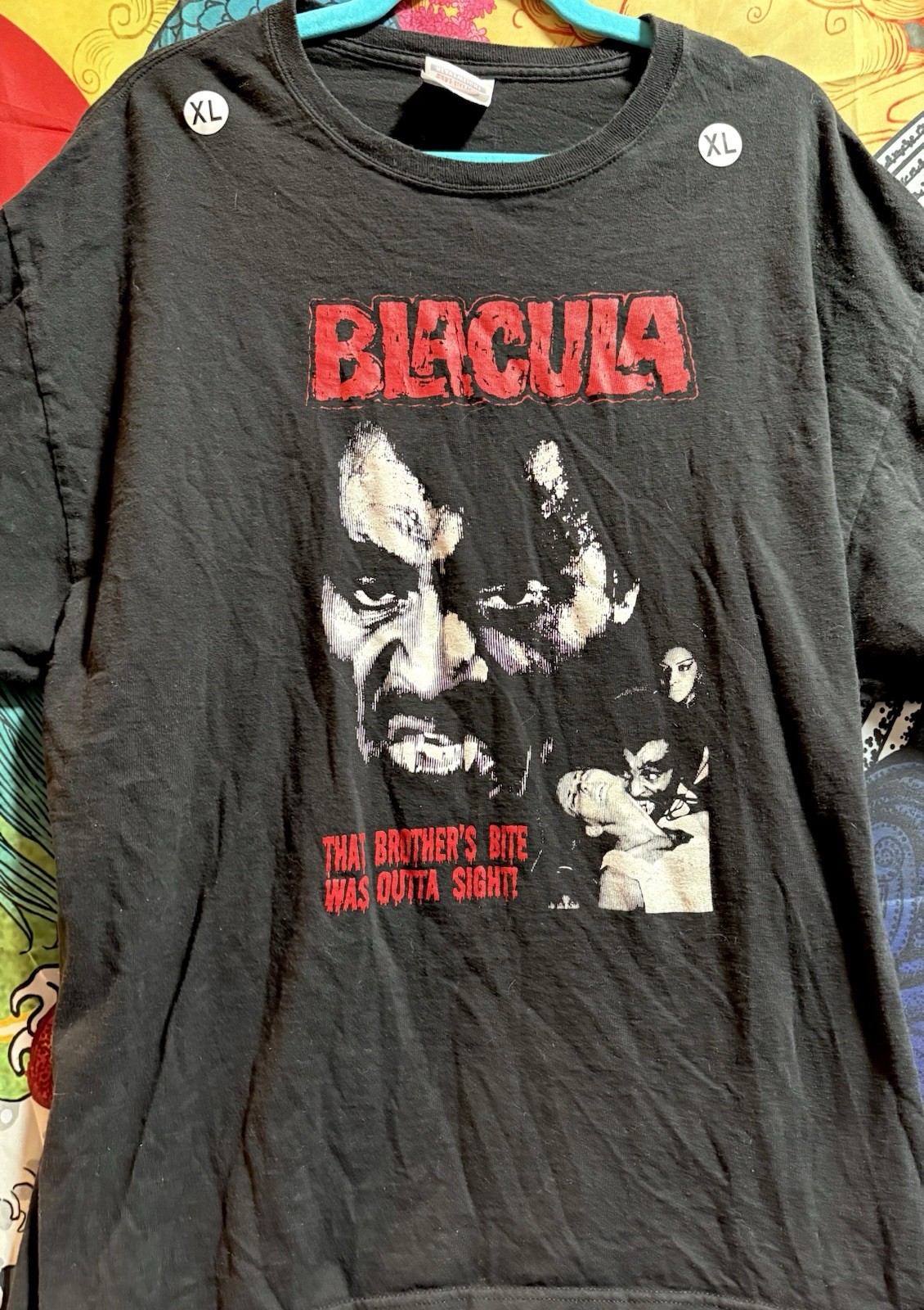 Vintage 90s Blacula Horror Movie Promo T-shirt Vampire Monster Rare Size XL