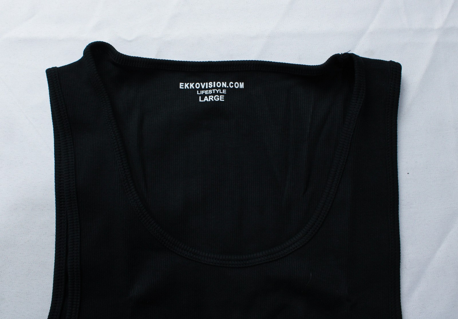 Ekkovision Men’s Solid Ribbed Knit Comfort Core Tank Top EH6 Black Large