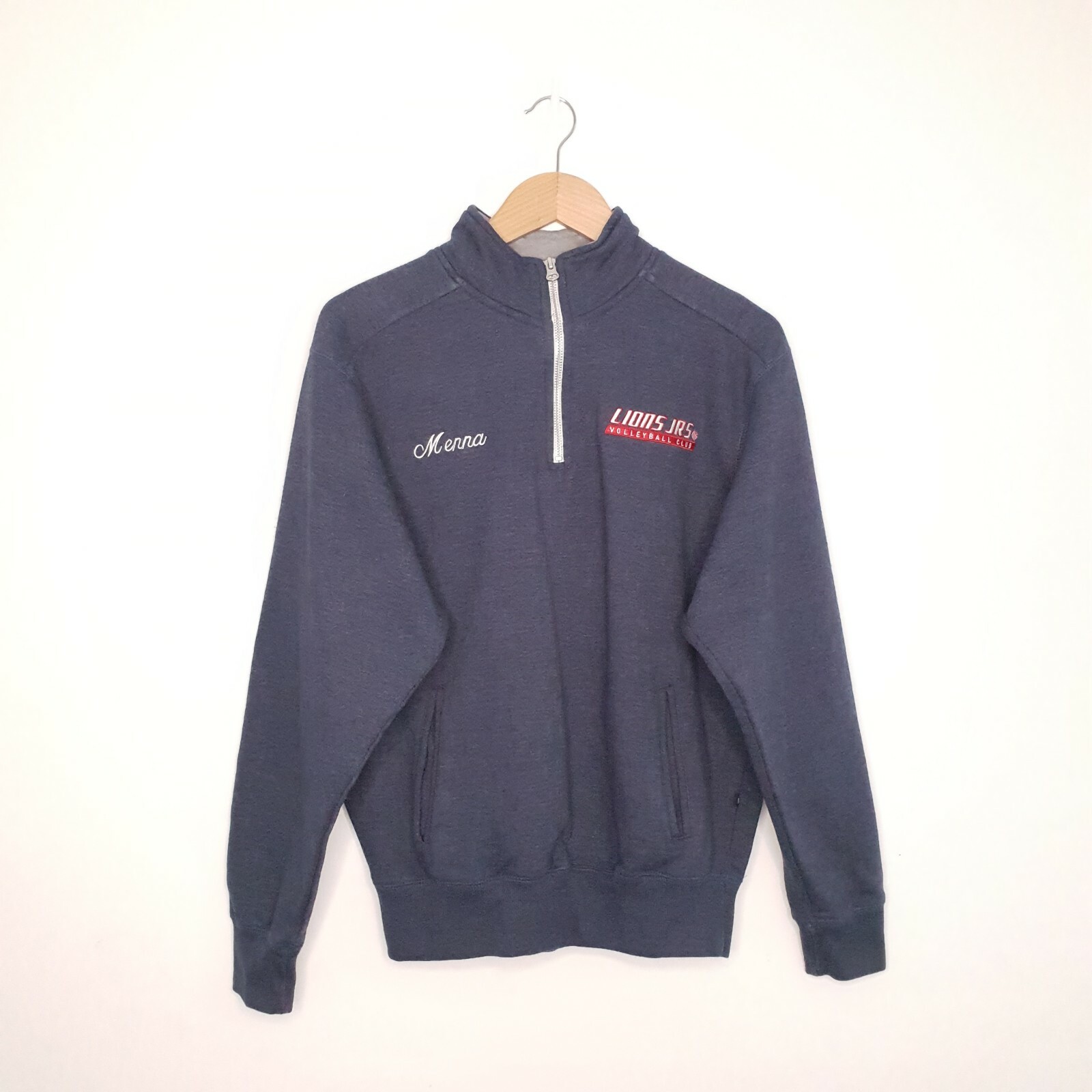 Lions JRS Volleyball Club Embroidered Logo Front Pockets 1/4 Zip High Neck