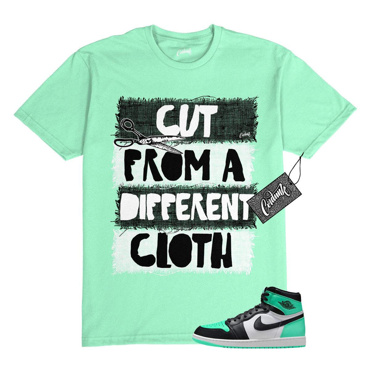 1 Green Glow Black White Mint Dunk Air Force T Shirt to Match CUT Jordan
