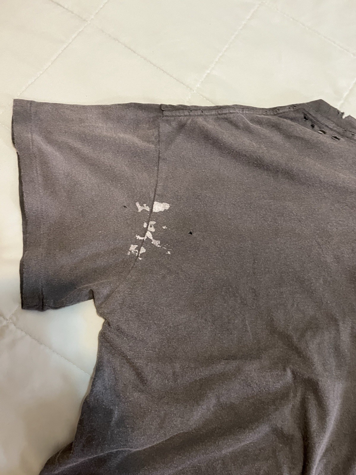 Enfants Riches Deprimes Distressed Cropped Grey Cotton T Shirt Size L