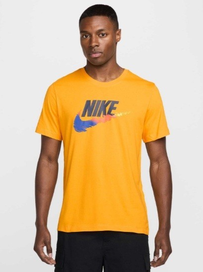 Nike Men Sportswear Graphic Sz Large T-Shirt Yellow Gold Multi Color Swoosh New