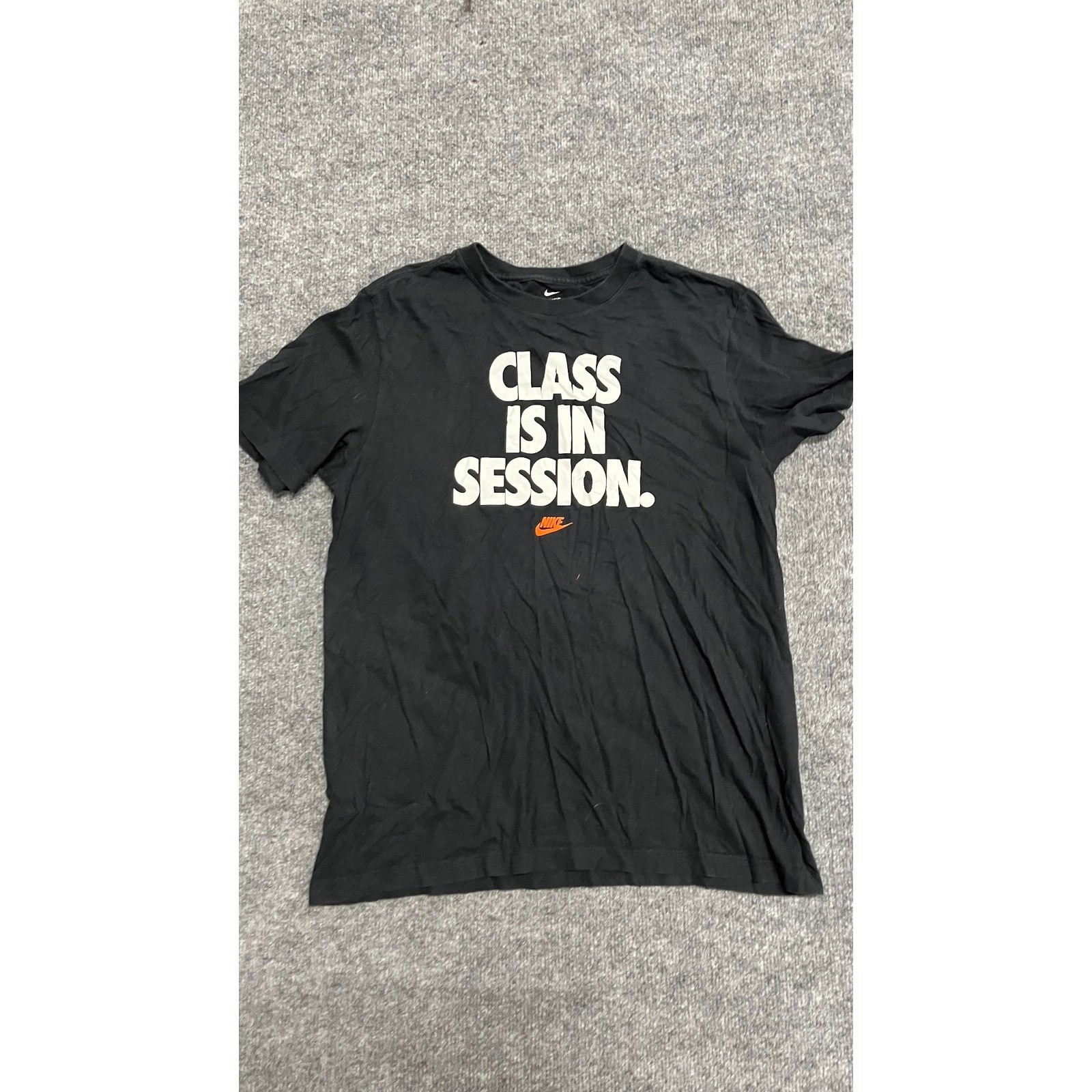 Nike T-Shirt Mens Size M Black Class Is In Session Graphic Crewneck Cotton Tee