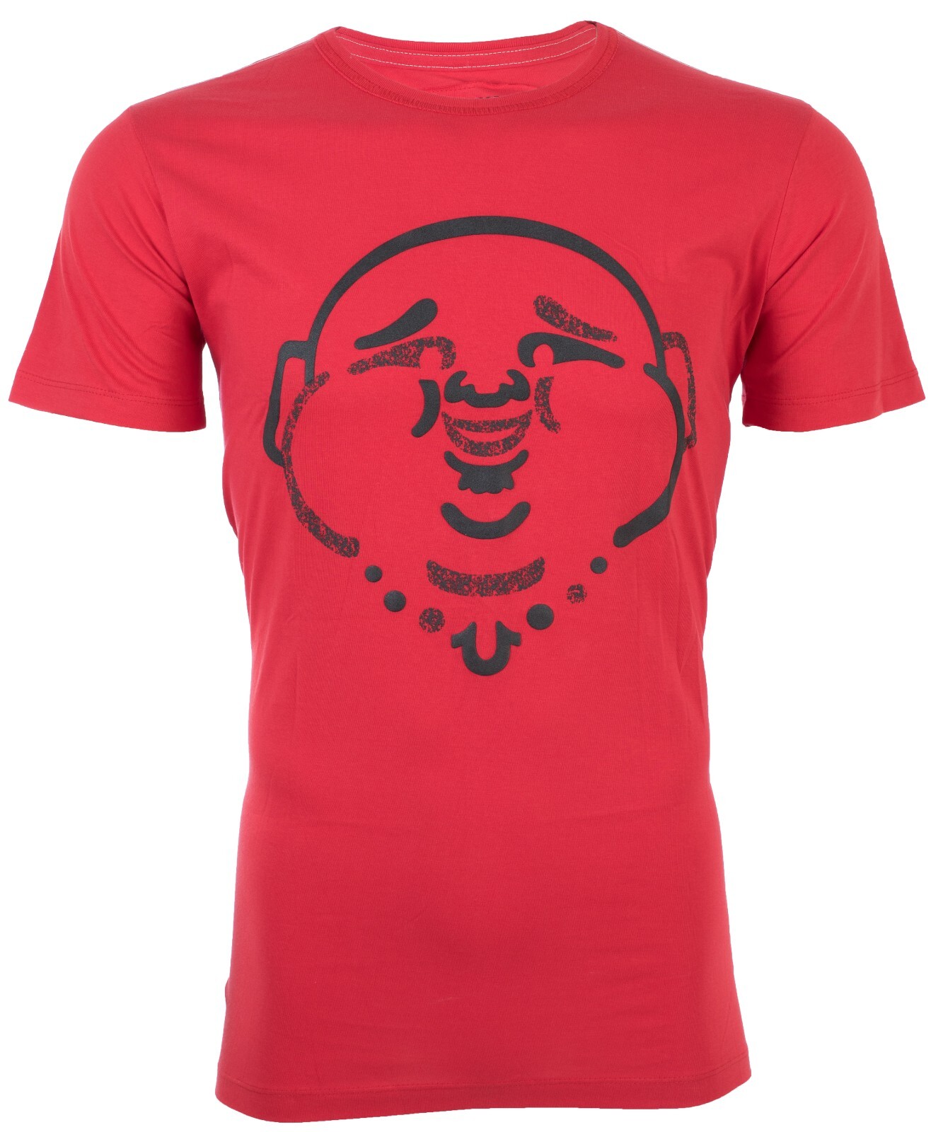 $89 TRUE RELIGION Red ORIGINAL BUDDHA FACE Short Sleeve Designer Graphic T-shirt