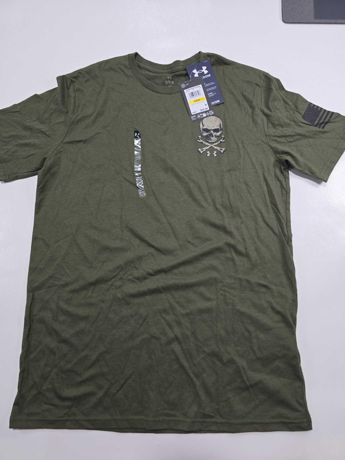 NEW Under Armour UA Freedom Flag Variation Loose Green Mens T Shirt Size M USA