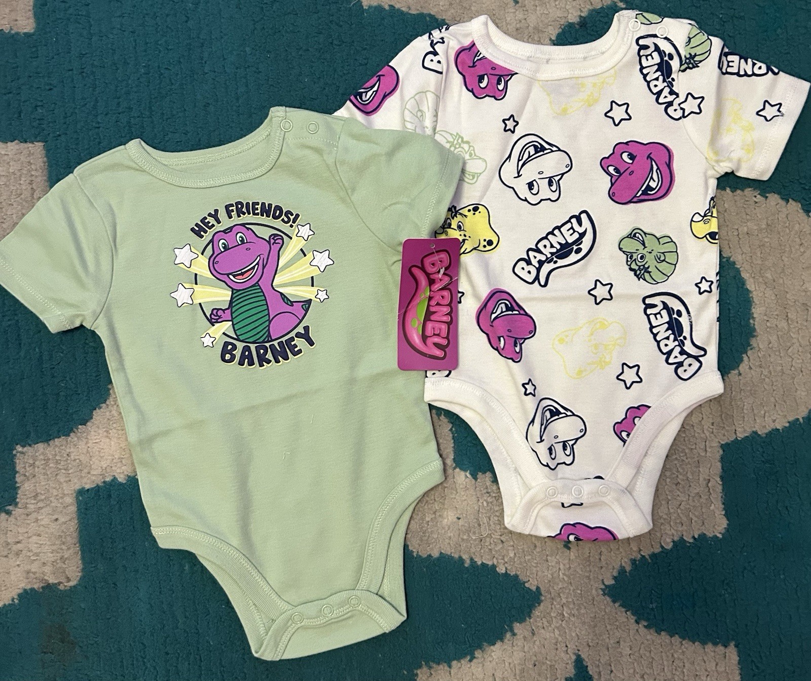 Barney And Friends Tv Show Cartoon Baby One Piece Set Of 2 Size 12Month