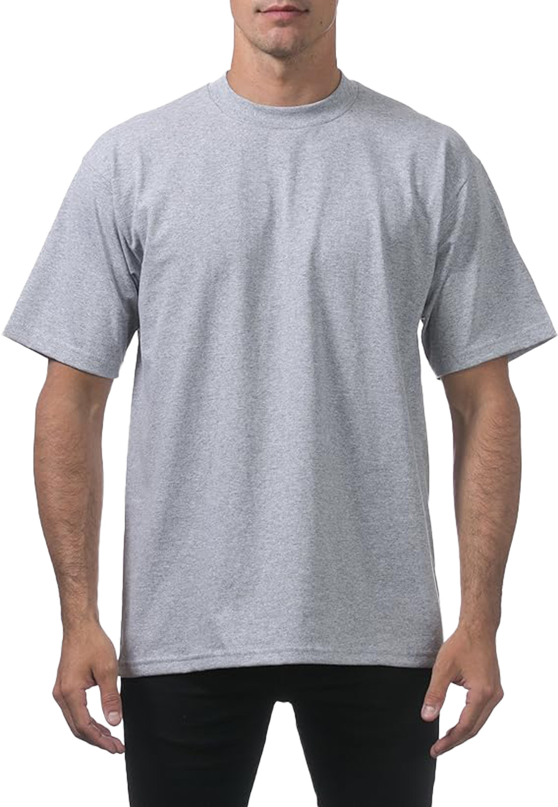 Pro Club Men’s Heavyweight T-Shirt Crew Neck Plain Blank Short Sleeve Tee All Si