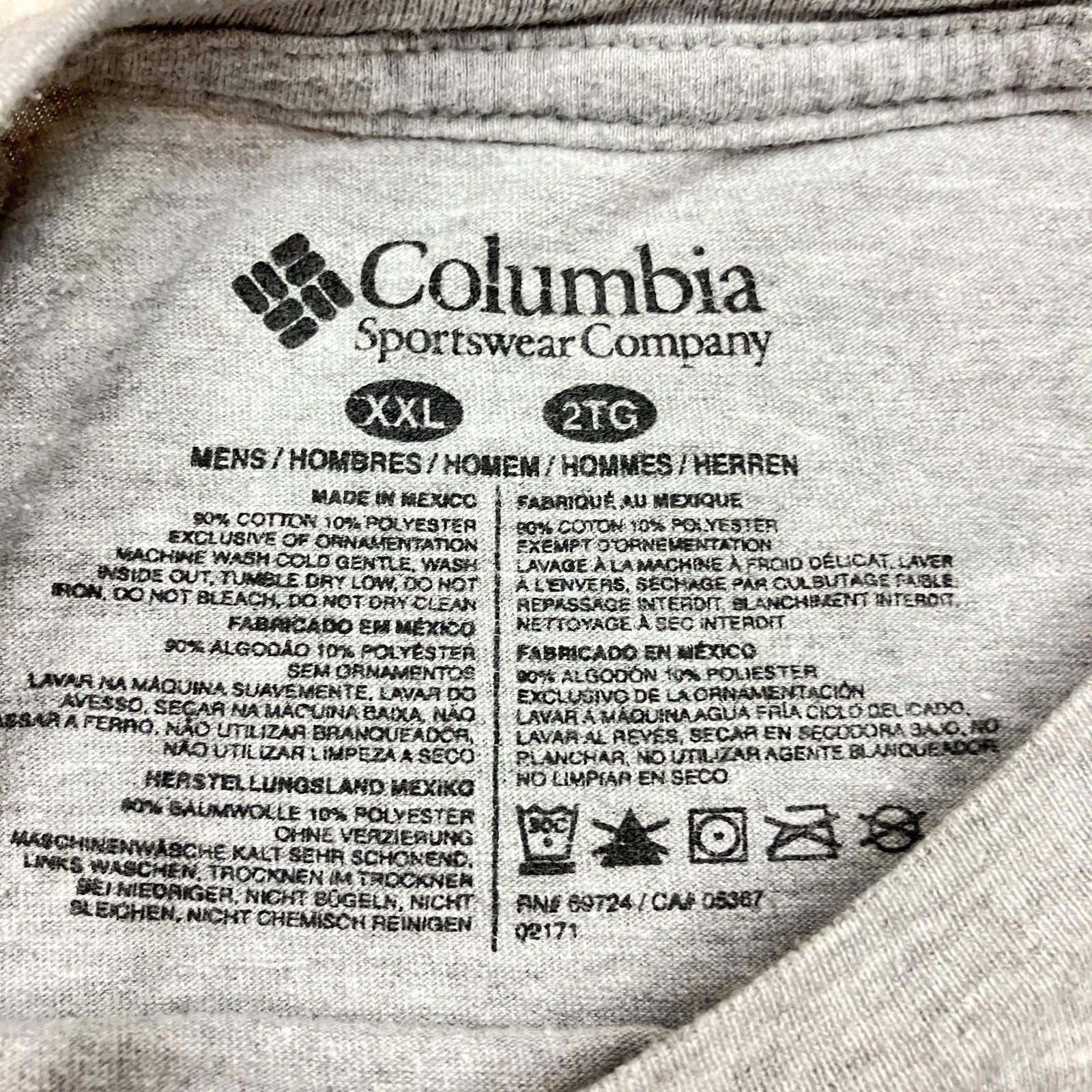 Columbia Crew Neck T-Shirt Men’s Size XXL Gray Short Sleeve 90% Cotton 10% Poly