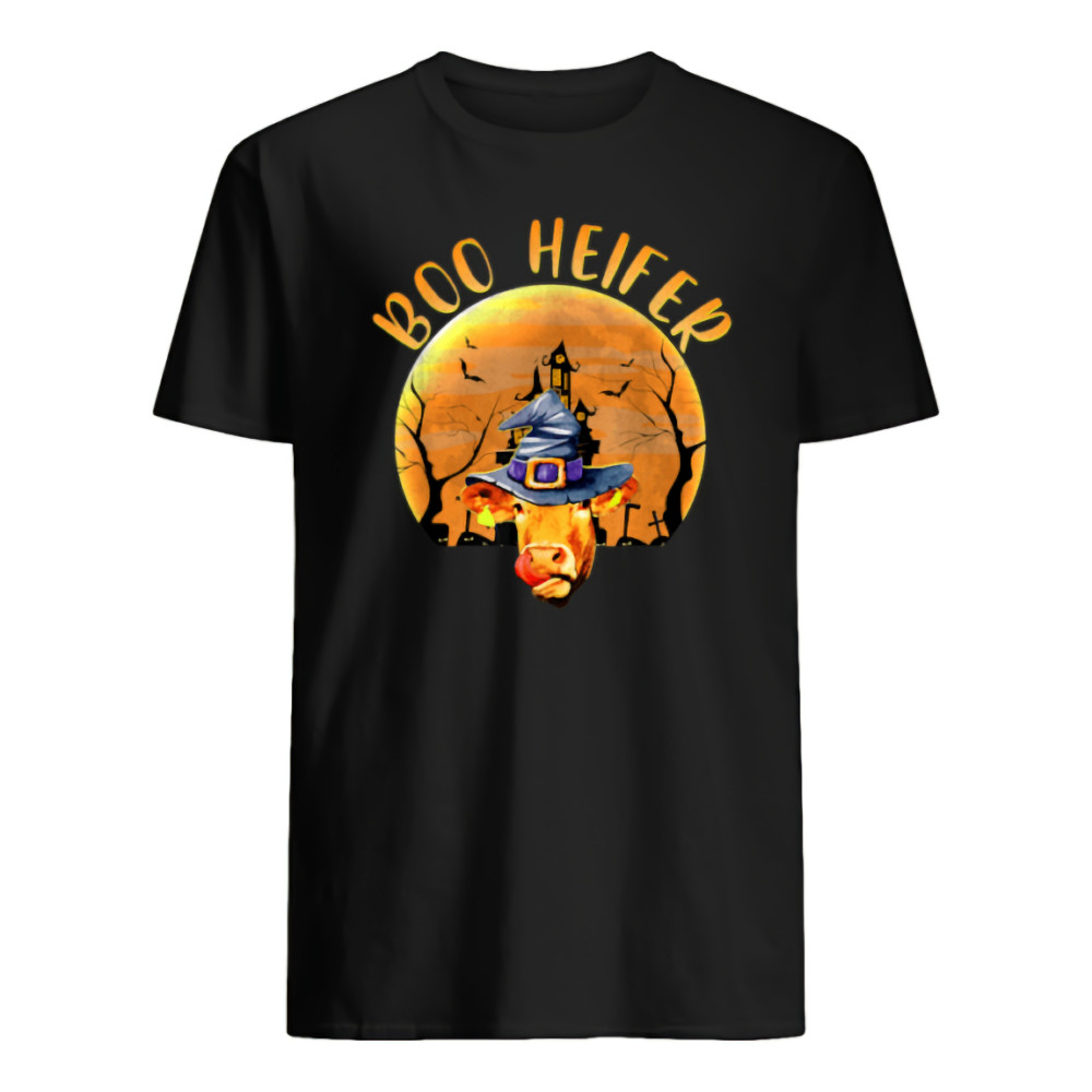 Boo Heifer Funny Halloween Cow Farmer T-Shirt Funny Halloween, Size M – 3XL
