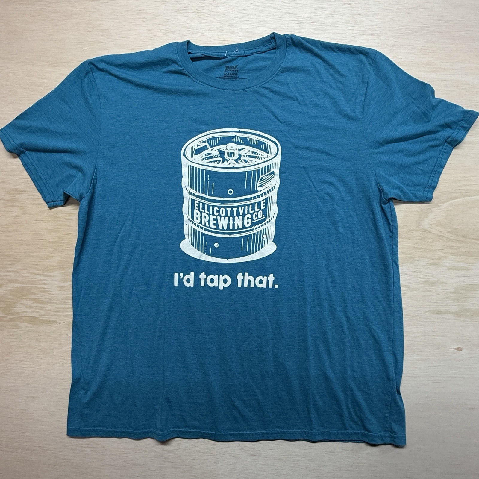 MV Sport Ellicottville Brewing Co. T-Shirt Size 2XL Blue Heather Beer Keg
