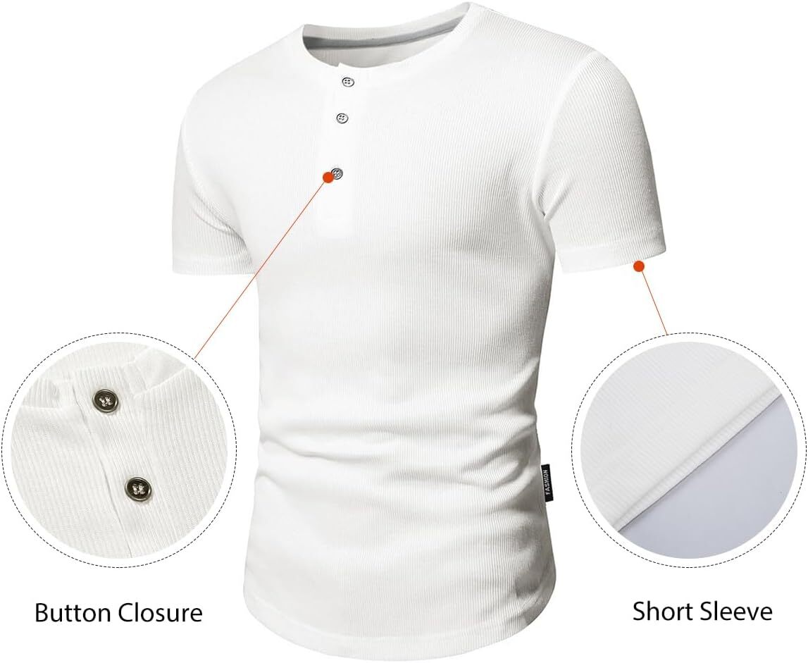 Men’s Muscle Slim Henley Shirts Crewneck Longline Athletic Gym Workout