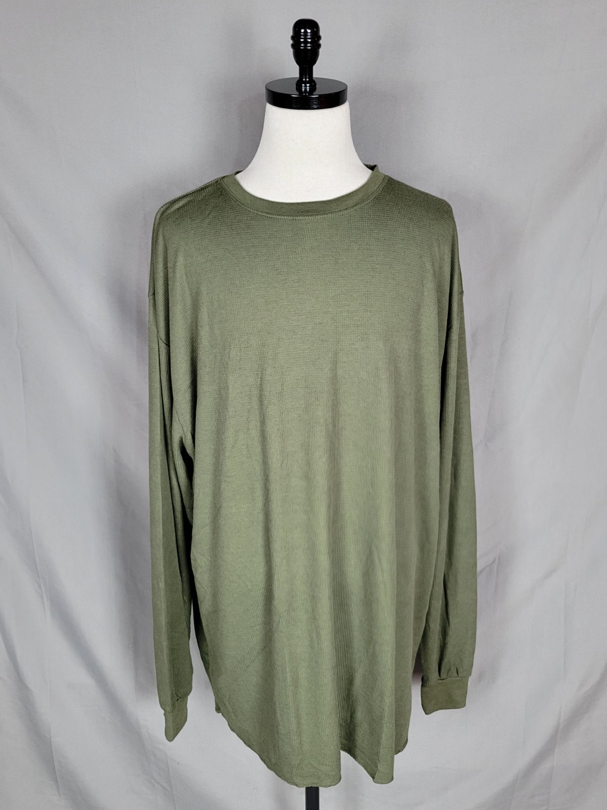Galaxy Men’s 5XL Green Waffle Thermal T-shirt Long Sleeve Cotton/Polyester