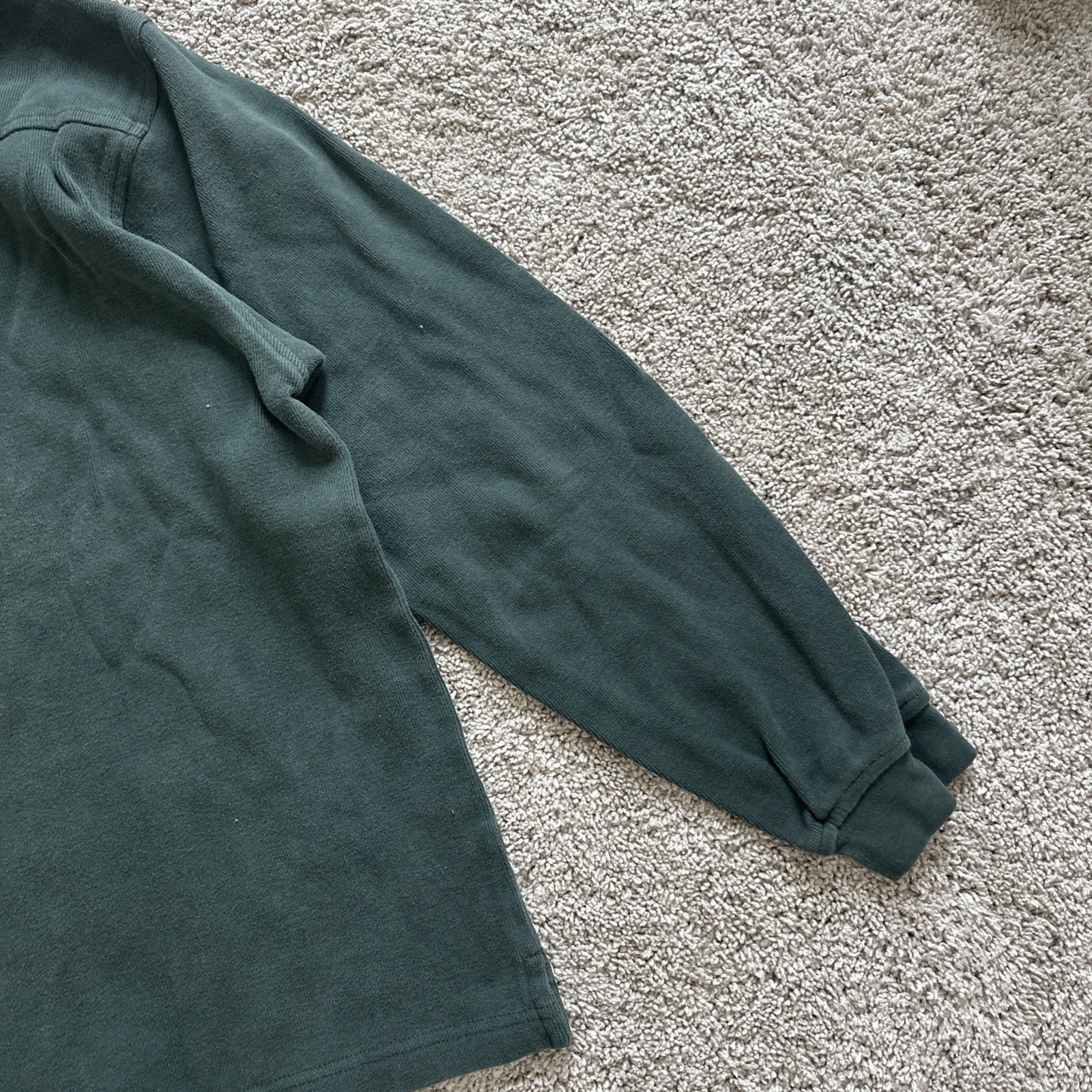 IZOD 1/4 Zip Pullover Mens Large L Forest Green 100% Cotton Mock Neck Sweatshirt