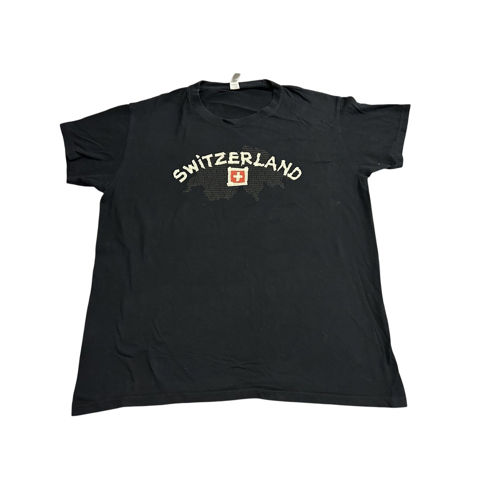Vintage Switzerland Graphic TShirt Mens Size M Black Excellent Souvenir Tee