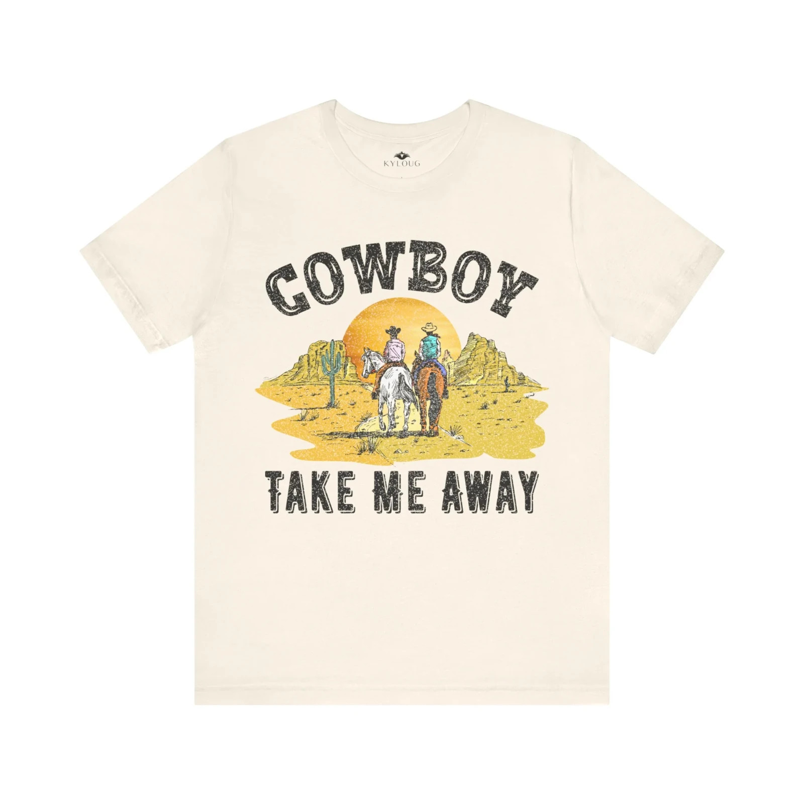 Cowboy Unisex Short Sleeve Round Neck TShirt | Western Style Graphic Tee for Men