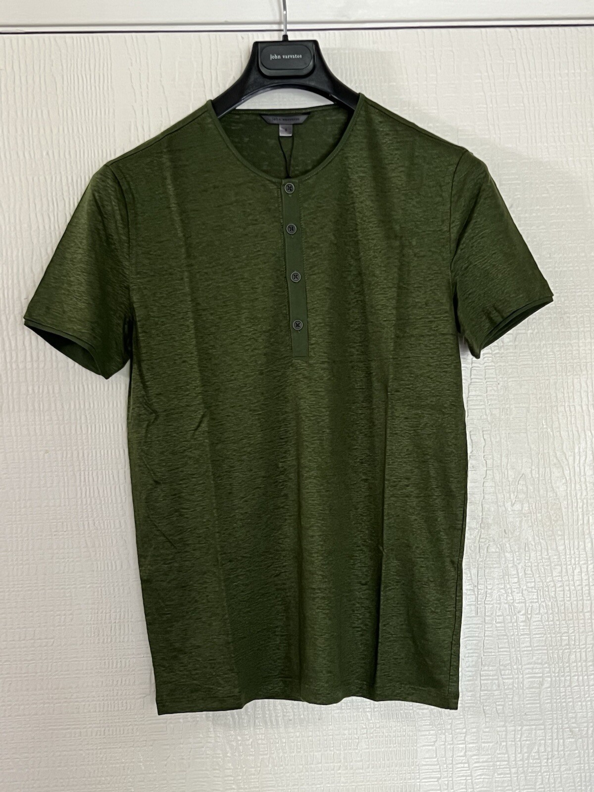 John Varvatos Collection Luxury Henley – Mercerized Linen – Raw Edges – Vtg 2020
