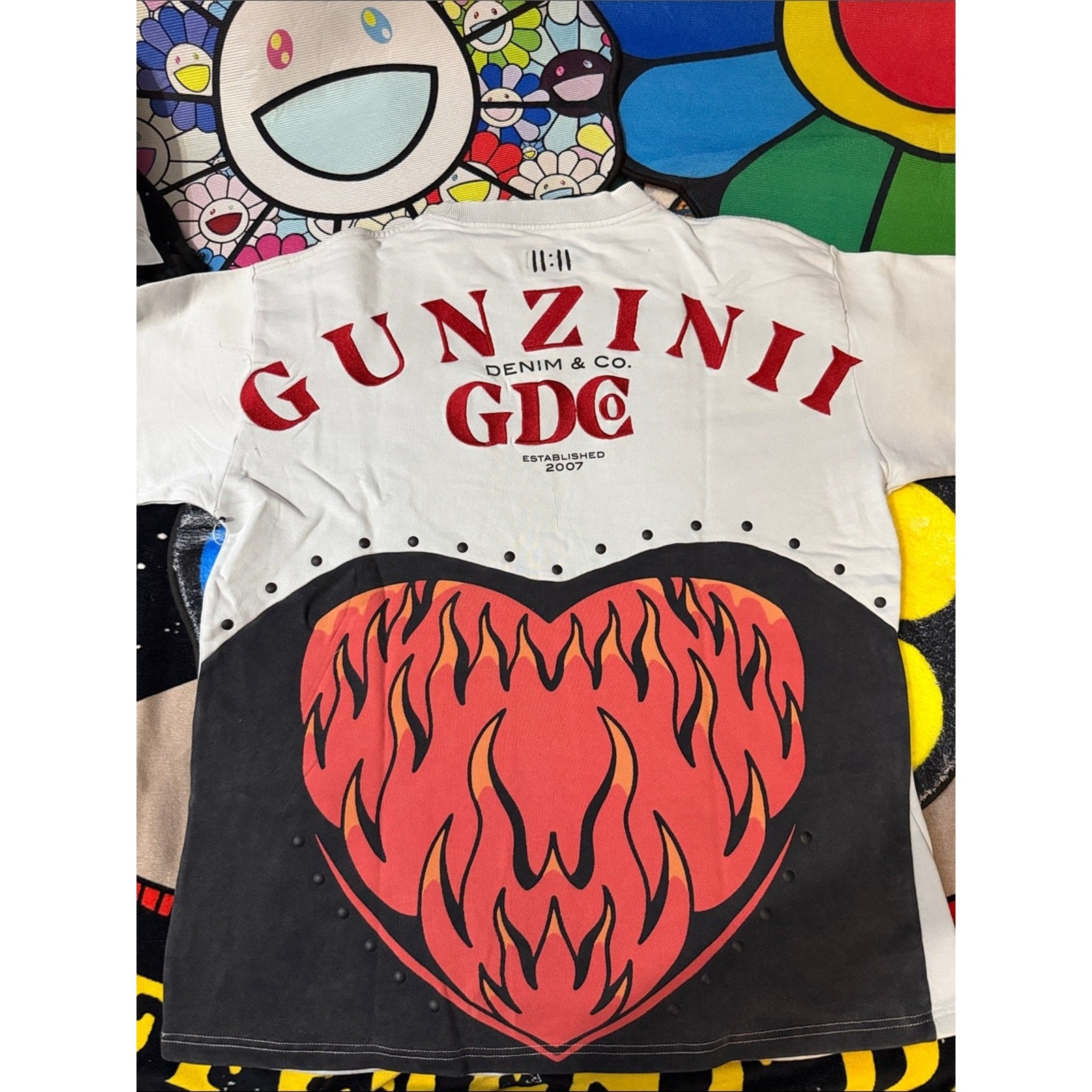 Gunzinii Denim & Co. “Heart on Fire” Split-Tone Graphic Tee